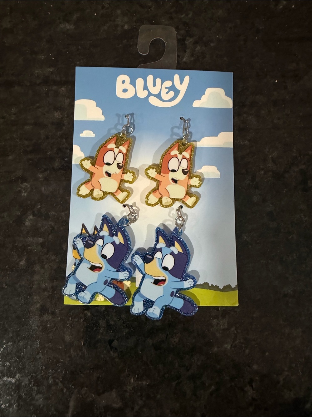 Bluey Character Dangle Earrings - Blue & Peach - Bluey